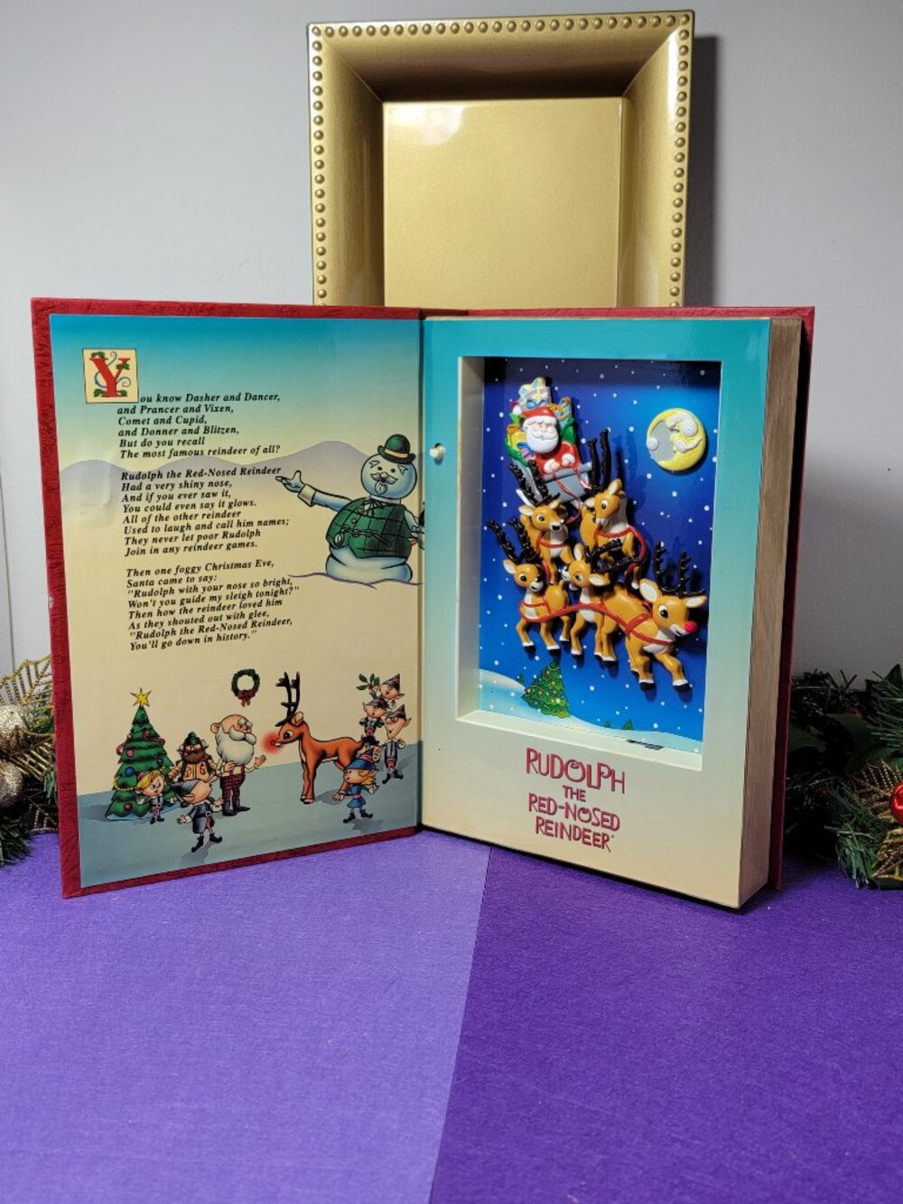 Rare Mr. Christmas Animated Musical Book Rudolph the Red-Nosed Reindeer